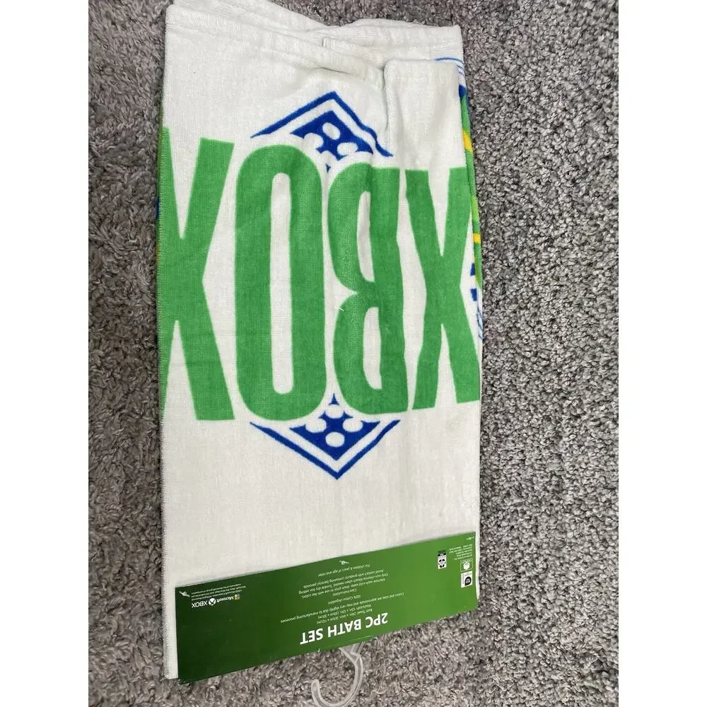 XBox Kids Cotton 2 Piece Bath Towel and Washcloth Set Multicolor New With Tags